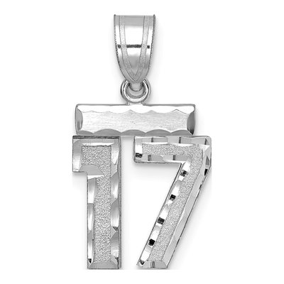 14K White Gold Small Number 17 Pendant