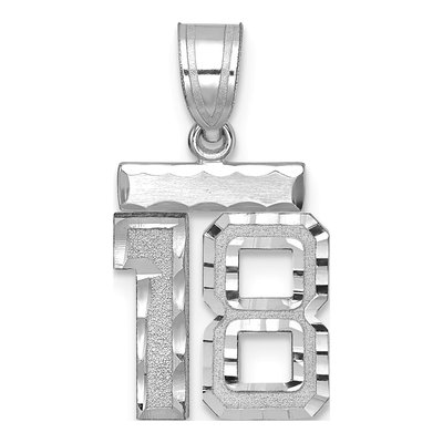 14K White Gold Number 18 Charm