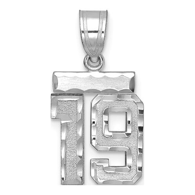 14K White Gold Number 19 Charm