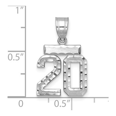 14K White Gold Small Number 20 Pendant – view 2