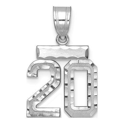 14K White Gold Small Number 20 Pendant