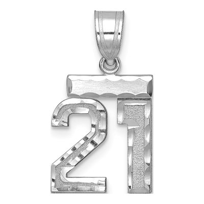 14K White Gold Number 21 Charm