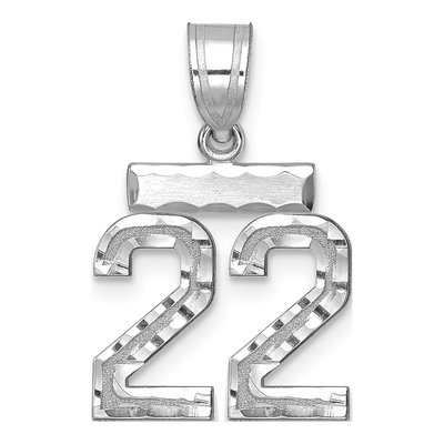 14K White Gold Number 22 Charm