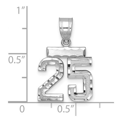 14K White Gold Small Number 25 Pendant – view 2