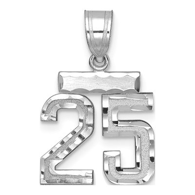14K White Gold Small Number 25 Pendant
