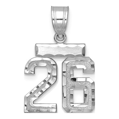 14K White Gold Small Number 26 Pendant