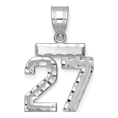 14K White Gold Number 27 Pendant