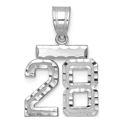 14K White Gold Number 28 Pendant