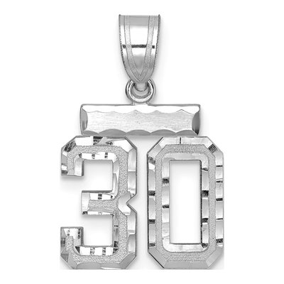 14K White Gold Number 30 Charm