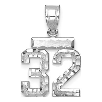 14K White Gold Number 32 Pendant