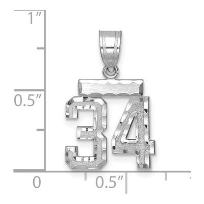 14K White Gold Number 34 Pendant – view 2