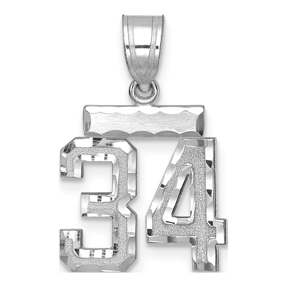 14K White Gold Number 34 Pendant