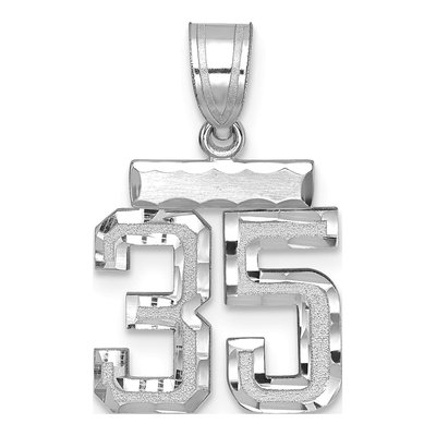 14K White Gold Number 35 Pendant