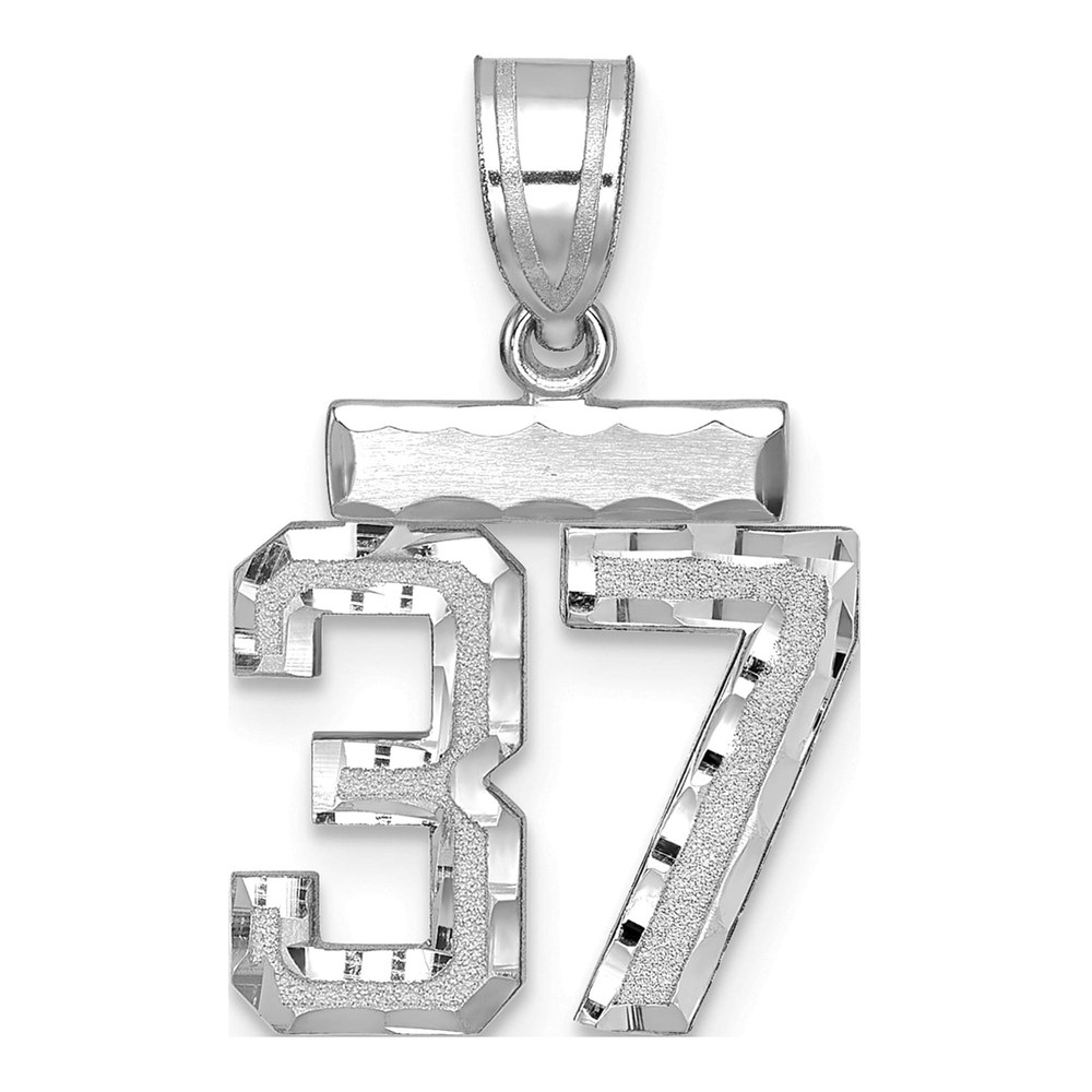 14K White Gold Number 37 Pendant