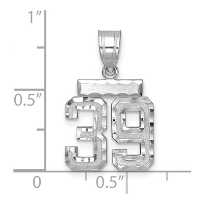 14K White Gold Small Number 39 Pendant – view 2