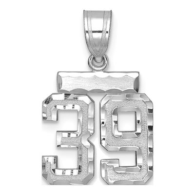 14K White Gold Small Number 39 Pendant