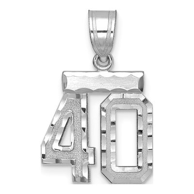 14K White Gold Small Number 40 Charm