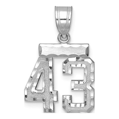14K White Gold Small Number 43 Charm Pendant