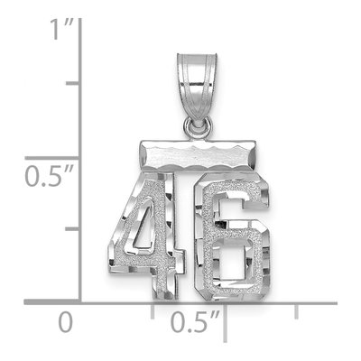 14K White Gold Small Diamond-Cut Number 46 Charm – view 2