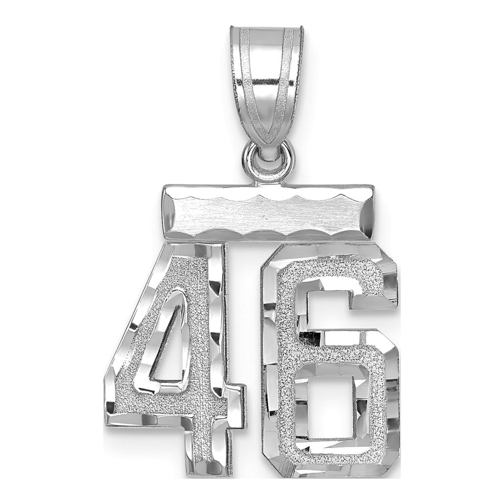 14K White Gold Small Diamond-Cut Number 46 Charm