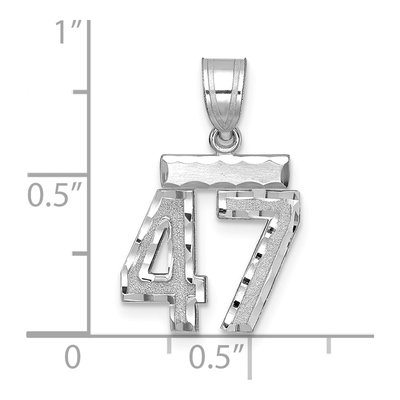 14K White Gold Small Number 47 Pendant – view 2