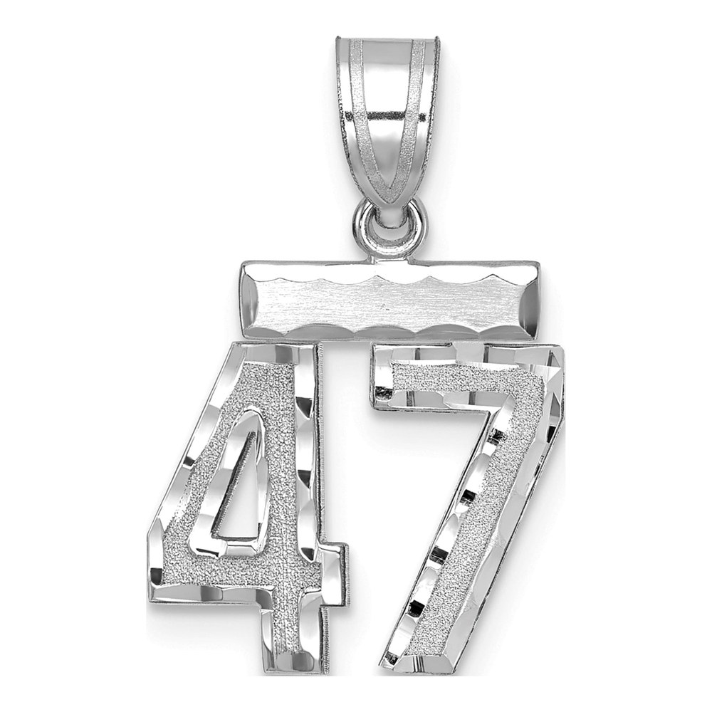 14K White Gold Small Number 47 Pendant
