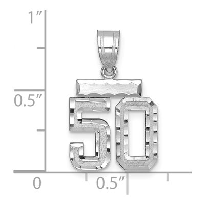 14K White Gold Small Number 50 Pendant – view 2