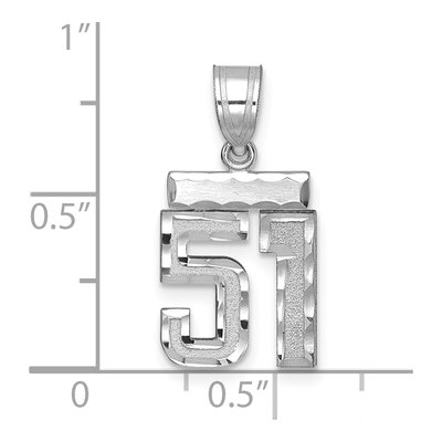 14K White Gold Number 51 Charm – view 2