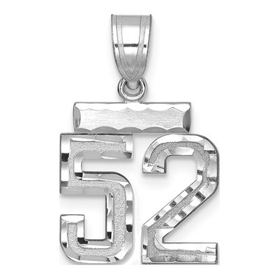 14K White Gold Number 52 Pendant