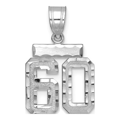 14K White Gold Number 60 Pendant