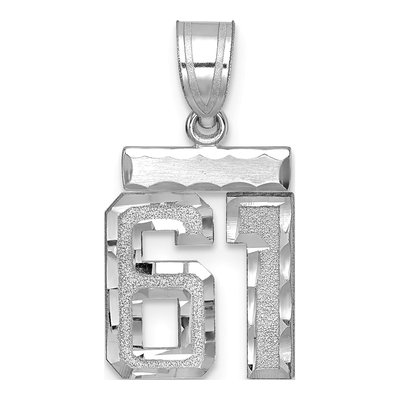 14K White Gold Number 61 Pendant