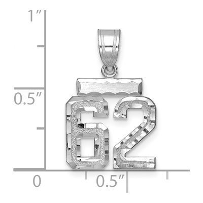 14K White Gold Number 62 Charm – view 2