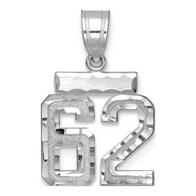 14K White Gold Number 62 Charm
