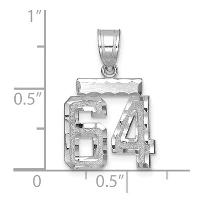 14K White Gold Number 64 Charm – view 2