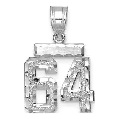 14K White Gold Number 64 Charm