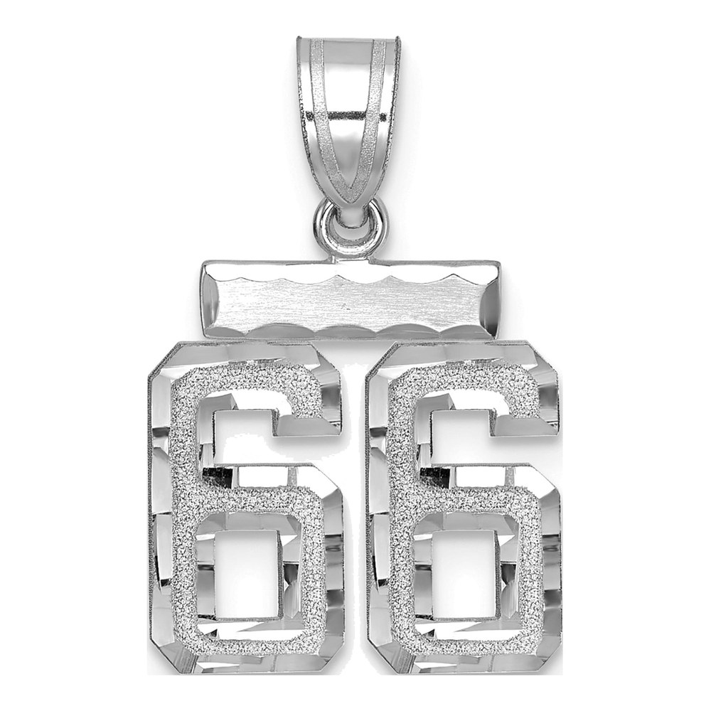 14K White Gold Number 66 Charm