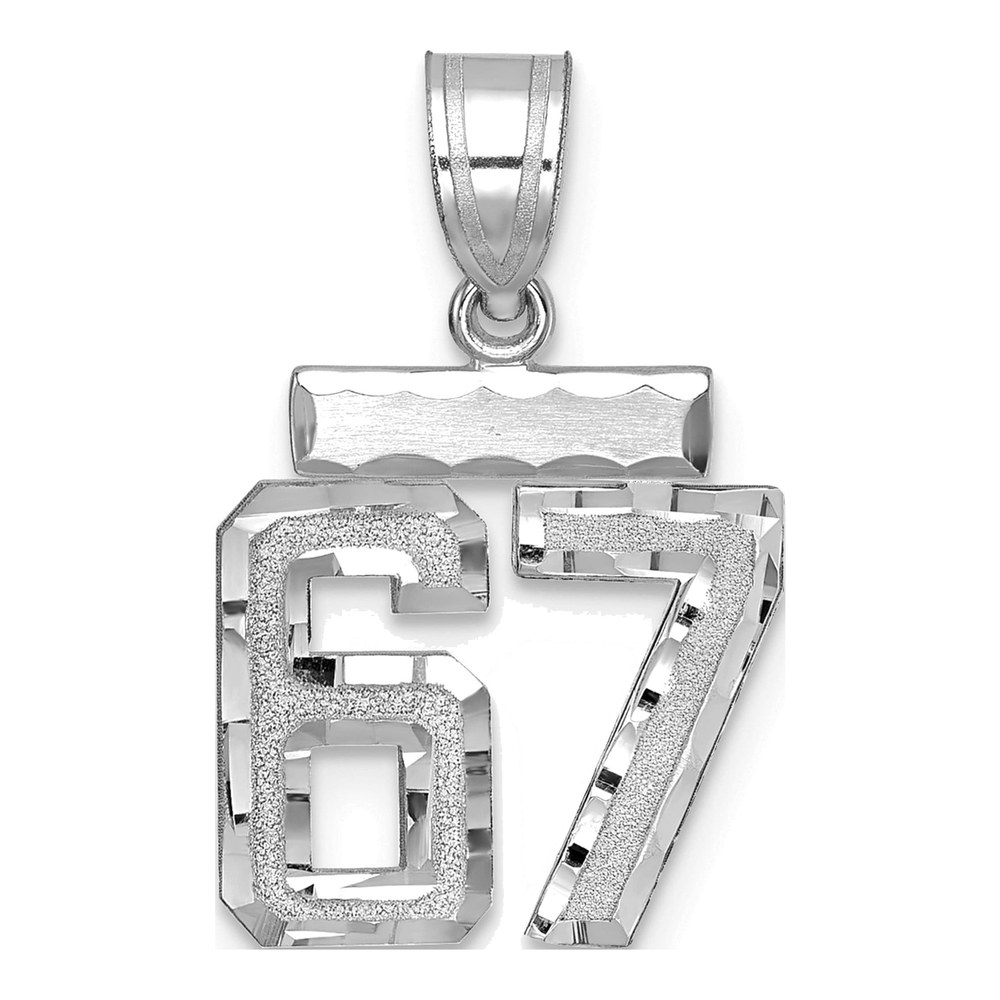 14K White Gold Number 67 Charm