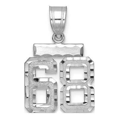 14K White Gold Number 68 Charm