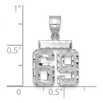14K White Gold Small Number 69 Charm Pendant – view 2