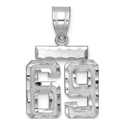 14K White Gold Small Number 69 Charm Pendant