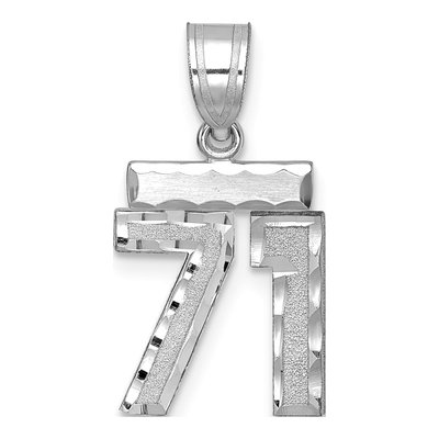 14K White Gold Number 71 Charm