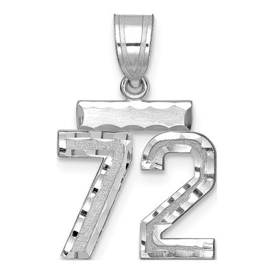 14K White Gold Number 72 Charm