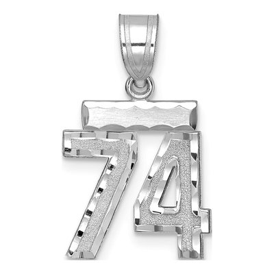 14K White Gold Number 74 Charm