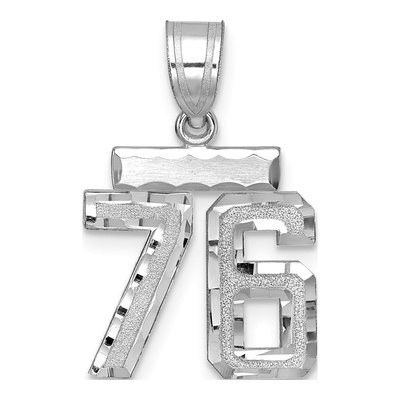 14K White Gold Number 76 Charm
