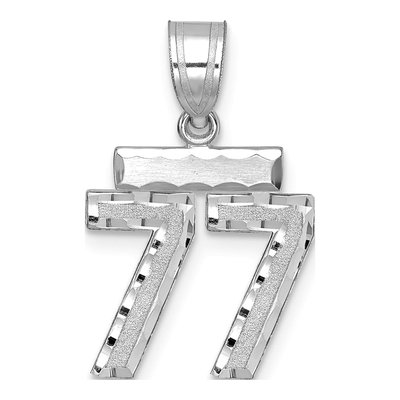 14K White Gold Number 77 Charm