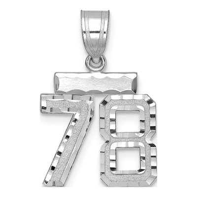 14K White Gold Small Number 78 Pendant