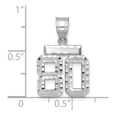 14K White Gold Small Number 80 Pendant – view 2