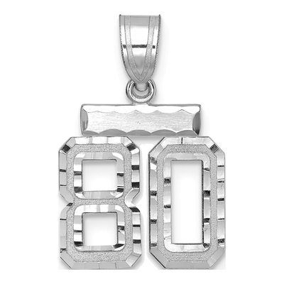 14K White Gold Small Number 80 Pendant