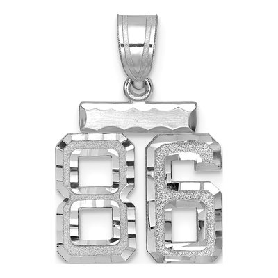 14K White Gold Number 86 Charm