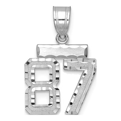 14K White Gold Number 87 Charm